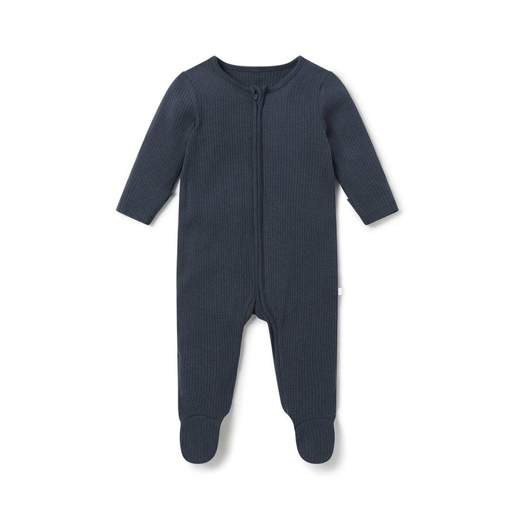 MORI Ribbed Zip-Up Sleepsuit - Navy-Sleepsuits-Navy-NB | Natural Baby Shower