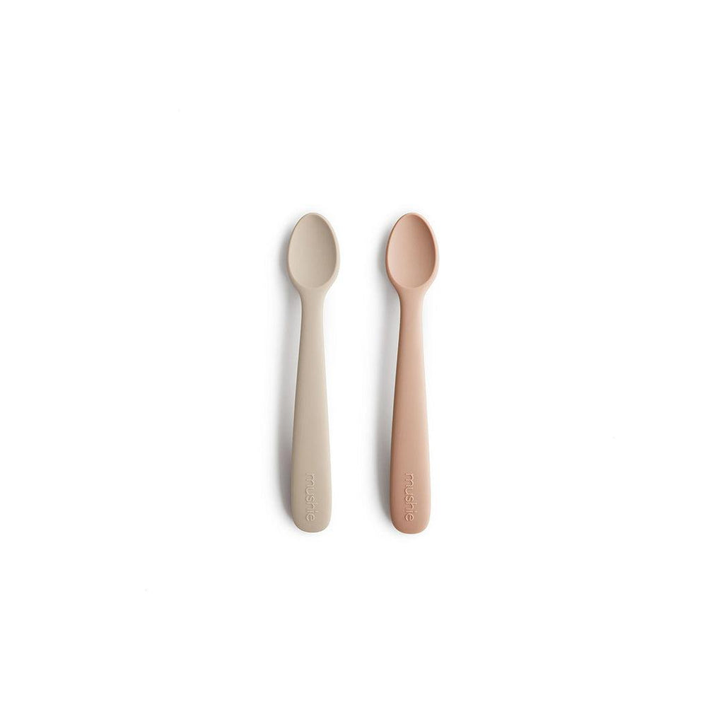 mushie Silicone Baby Feeding Spoons | 2 Pack (Dried Thyme/Natural)