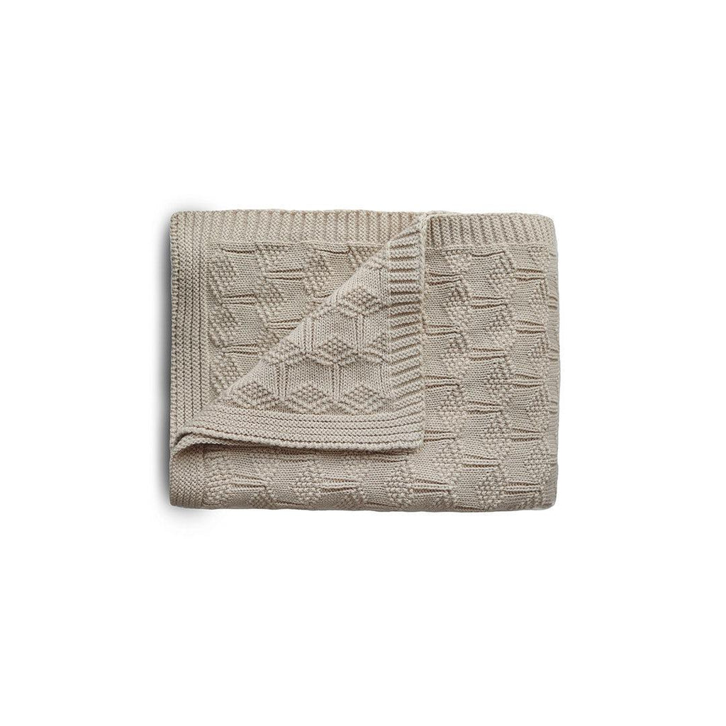 Mushie Knitted Baby Blanket - Honeycomb/Beige