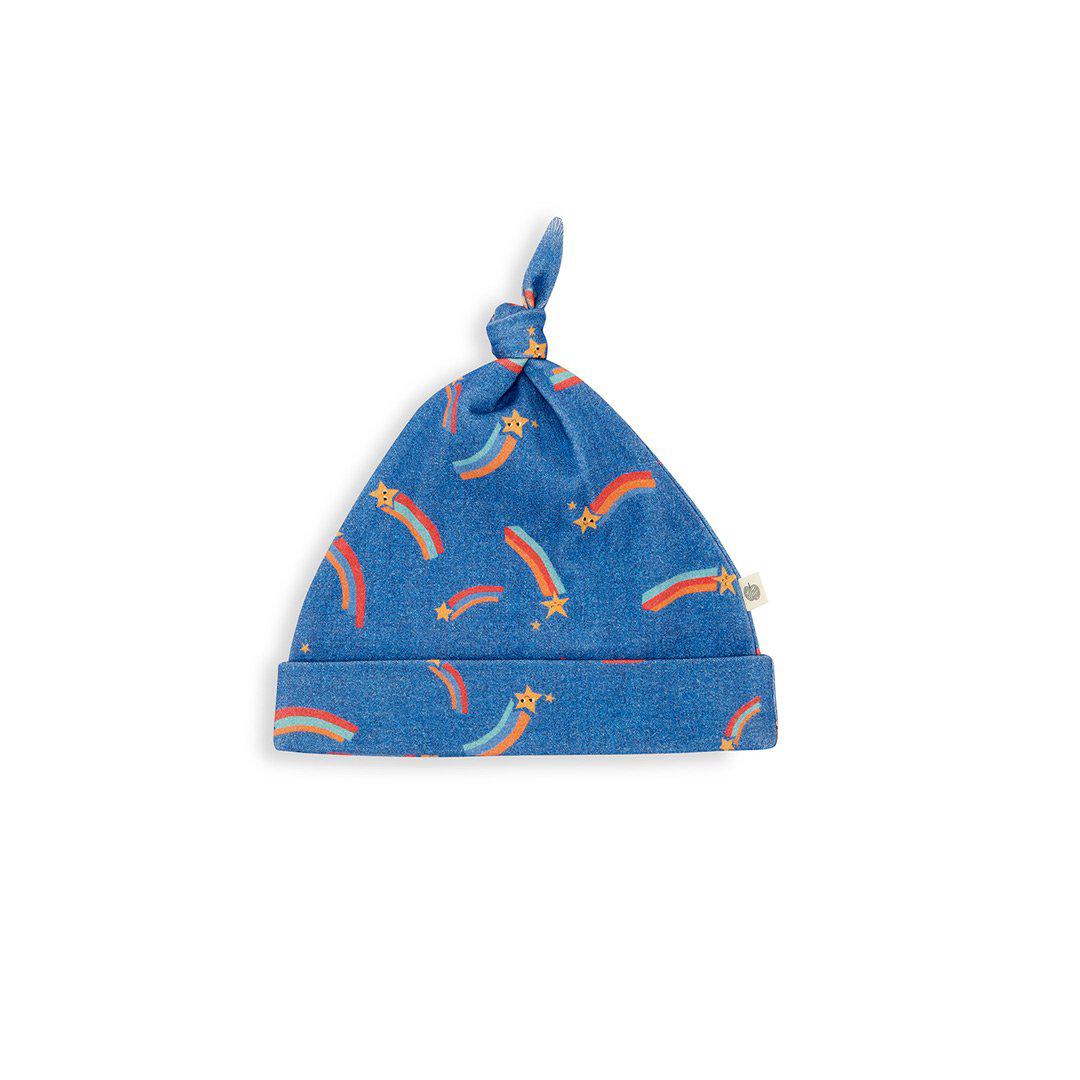 The Bonnie Mob Sunset Tie Top Beanie Hat - Denim Blue-Hats-Denim Blue-0-6m | Natural Baby Shower